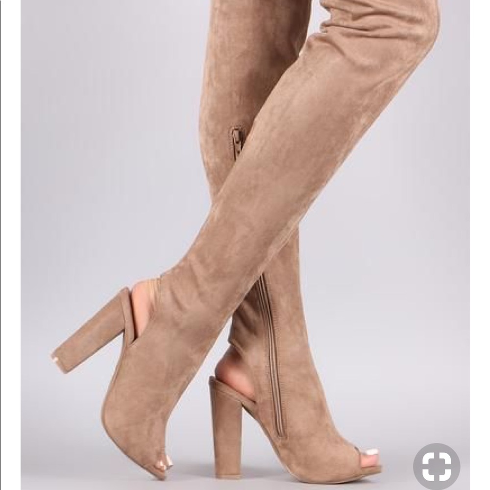 Faux Suede Over The Knee Boots